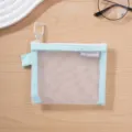 Portable lake blue mesh cosmetic storage bag with zipper closure, size 13.5x11cm - Small / Lake Blue