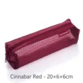 Grote capaciteit cinnaber rode mesh etui 20x6x6cm met een stevige ritssluiting - Groot Vierkant (20x6x6cm) / Vermiljoenrood