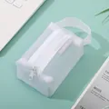 Portable white nylon mesh storage pouch with handle and zipper for organizing small items - Mesh White