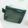 Portable dark green nylon mesh triangular coin purse for keys and cards storage - Matcha Green (HR-556 Triangle)