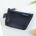 Navy blue portable triangular nylon mesh pouch coin purse for card and key storage - Navy Blue (HR-556 Triangle)