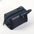 Compact navy blue rectangular mesh coin purse featuring a sturdy zipper and side brand label - Mesh Square-Deep Sea Blue