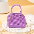 Stylish mini purple PVC jelly shell bag with beaded texture and gold chain strap - Mini Shell Bag / Purple