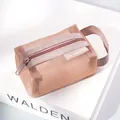 Minimalistische quadratische Münzbörse aus roségoldenem Nylonnetz für Schlüssel und Karten - Kleine Quadratische Rosérot