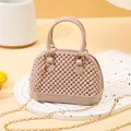 Mini PVC jelly shell handbag in elegant beige featuring a golden chain strap for women - Mini Shell Bag / Apricot