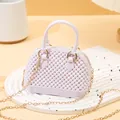 Mini lavender PVC jelly shell bag with textured surface and gold chain strap - Mini Shell Bag / White