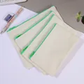 Set of three natural canvas pencil pouches with vibrant green zippers for DIY crafts - 11*17CM / Green