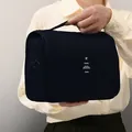 Borsa da toilette da viaggio sospesa blu navy portatile da donna con manico - Nero