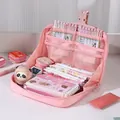 Große mehrlagige Panda-Schreibwaren-Organizer-Tasche in Rosa für Schulkinder Zubehör - Kirschblütenrosa