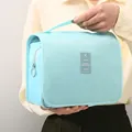 Trousse de toilette de voyage bleu clair imperméable avec poignée et fermeture éclair - Vert émeraude