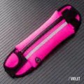 Leuchtendes Lauf-Armband in Pink/Violett mit Reflektorstreifen und Kopfhöreranschluss - Sport-Gürteltasche / Fuchsia
