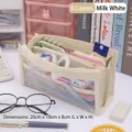 Große 6-lagige transparente PVC-Federmappe in Cremeweiß für Schüler und Büro - Beige
