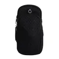 Adjustable black breathable mesh sports phone arm bag for running and gym workouts - Black