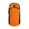 Bright orange sports arm bag for running with honeycomb mesh texture and earphone hole - Orange