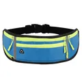 Blaue und neongelbe leichte Sport-Laufgürteltasche mit mehreren Reißverschlusstaschen - Blau (Upgrade)