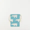 Blue linen drawstring pouch with cute white polar bear pattern - Blue Polar Bear / S