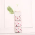 Wandorganizer met 3 vakken van katoen en linnen met een roze flamingo print patroon - Witte Flamingo