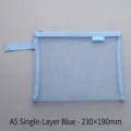 A5 minimalist light blue mesh zipper file pouch, single layer storage bag 230x190mm - A5 Single Layer / 23×19cm / Blue