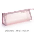 Pink nylon mesh pencil case with zipper, 22x5.5x10.5cm size for students - Large Triangle - Wine Red
