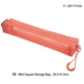 Draagbare lichtoranje rechthoekige gaas opbergtas voor cosmetica en kantoorbenodigdheden - Stijl 08 / 20.5×4×3cm / Lichtoranje
