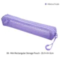 Lavendelpaarse rechthoekige mesh opbergtas en draagbare cosmetische make-uptas variant - Stijl 08 / 20.5×4×3cm / Hibiscus Paars