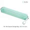 Mini vierkante lichtgroene mesh opbergtas met ritssluiting 20.5x4x3cm - Stijl 08 / 20.5×4×3cm / Azuurblauw