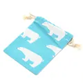 Piccolo sacchetto in cotone e lino blu con simpatica stampa orso polare per conservazione - Orso Polare Blu / Piccolo