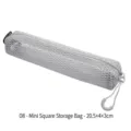 Grijze mini rechthoekige gaas opbergtas, 20,5x4x3cm draagbare etui voor op reis - Stijl 08 / 20.5×4×3cm / Premium Grijs
