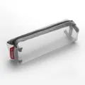 Minimalist gray mesh pencil case with red side tag and 3D transparent storage design - Small Octagon / Gray