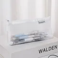 Minimalistisch wit driehoekig mesh etui grote capaciteit transparant nylon - Omgekeerd Trapezium / Wit