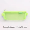 Grote driehoekige neon groene mesh pennenzak, studenten schrijfgerei tasje van 210x90mm - Driehoek / 21x9cm / Groen