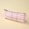 Astuccio per matite stile JK a quadretti rosa, grande capacità, borsa cancelleria. - Stile Slip / Preoccupazioni Di Ragazza