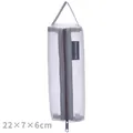 Portable minimalist grey nylon mesh toiletry storage bag with zipper and handle 22x7x6cm - Large Square (Handle Style) / Gray