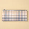 Astuccio a quadretti stile JK semplice nei toni blu e beige con chiusura a cerniera - A6 Rettangolare / Sale Marino al Limone