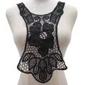 Black water-soluble lace collar with intricate milk silk floral embroidery for DIY crafts - Black