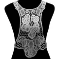 Detailed view of white water-soluble lace collar with milk silk embroidery for DIY crafts. - White