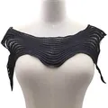 Black wavy water-soluble lace collar flower with 3D hollow milk silk embroidery design - Black