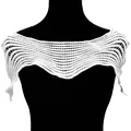 Elegant white water-soluble milk silk lace embroidered collar with wave hollow design for DIY - White