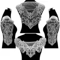 White water-soluble lace embroidery appliques set for collar and sleeves DIY sewing projects - Four-Piece Set / White