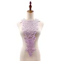Detail view of lavender water-soluble lace collar embroidery on a mannequin bust - Light Purple