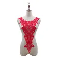 Red water-soluble lace collar with 3D hollow embroidery for DIY sewing applications - Red