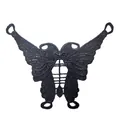 Detailed view of a black butterfly water-soluble lace embroidery for DIY clothing accessories - 1捆装 / Black
