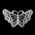 Macro view of white water-soluble lace butterfly embroidery patch with hollow details - 100pcs Pack / White