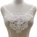 Close-up of elegant white floral lace false collar with delicate pearl bead accents - White (With Beads)
