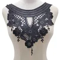 Elegant black water-soluble lace collar with 3D floral embroidery for DIY sewing projects - 3D Embroidered (LG105) / Black