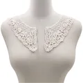Close-up of white water-soluble lace collar with intricate cotton embroidery - 1 Pair/Pack / Beige