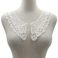 Detailed view of white cotton lace embroidery fake collar on a mannequin torso - 1 Pair/Pack / White