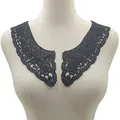Elegant black water-soluble lace floral collar appliqué shown on a display mannequin. - 1 Pair/Pack / Black