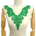 Detailed macro view of green embroidered lace collar featuring intricate floral hollow patterns - 33cmx27cm / Bright Green
