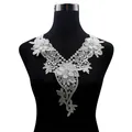 Exquisite white water-soluble lace collar embroidery applique for elegant dress sewing - White